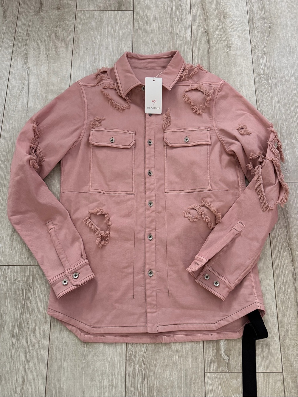 Rick Owens Distressed Pink Military Field Jacket overshirt men S